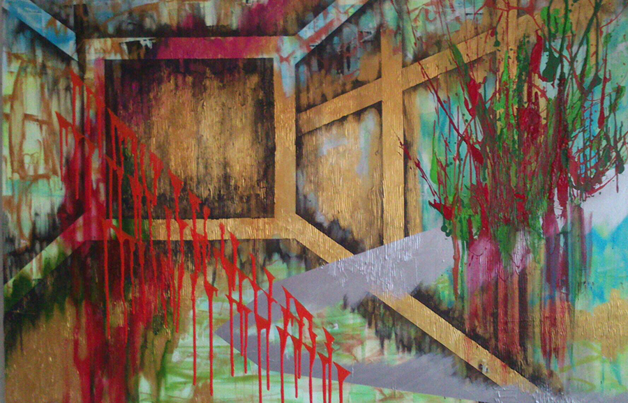 Explosiv garden 100x150 cm Akryl na plátně Praha 2013_small